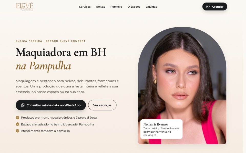 Site da maquiadora Eloiza Pereira